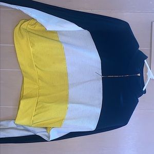 black white and yellow turtleneck sweater